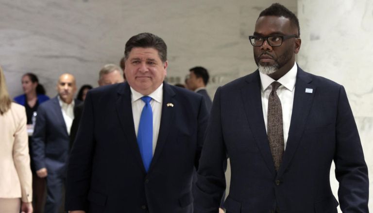 Chicago Mayor Brandon Johnson and Illinois Gov. JB Pritzker Vow to Push Back on President Trump During Oath Ceremony